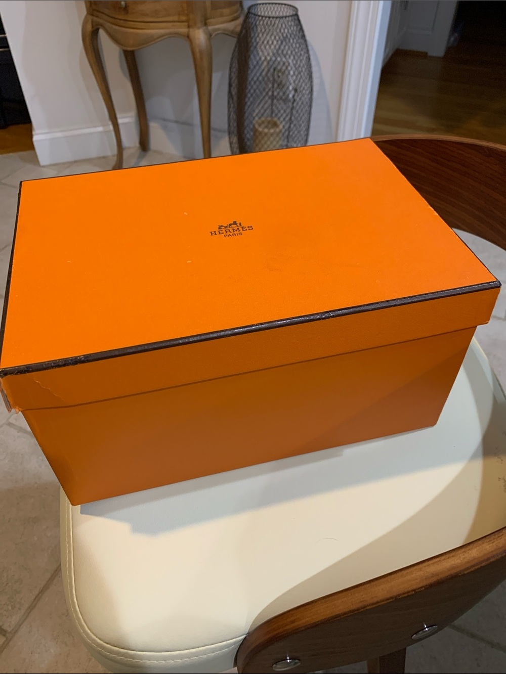 Hermes Orange Box with Black Logo 11.5” w x 8” h x 6” d